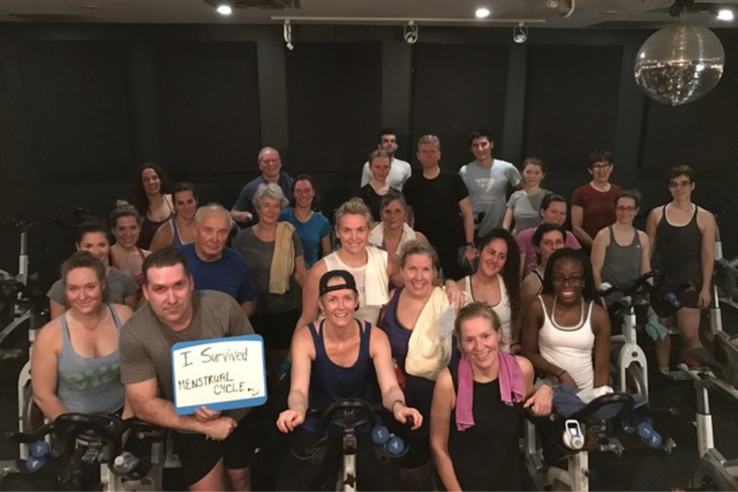 Ottawa spin studio hosted Help Lesotho to raise money for Menstrual Hygiene with a 'Menstrual Cycle' class.